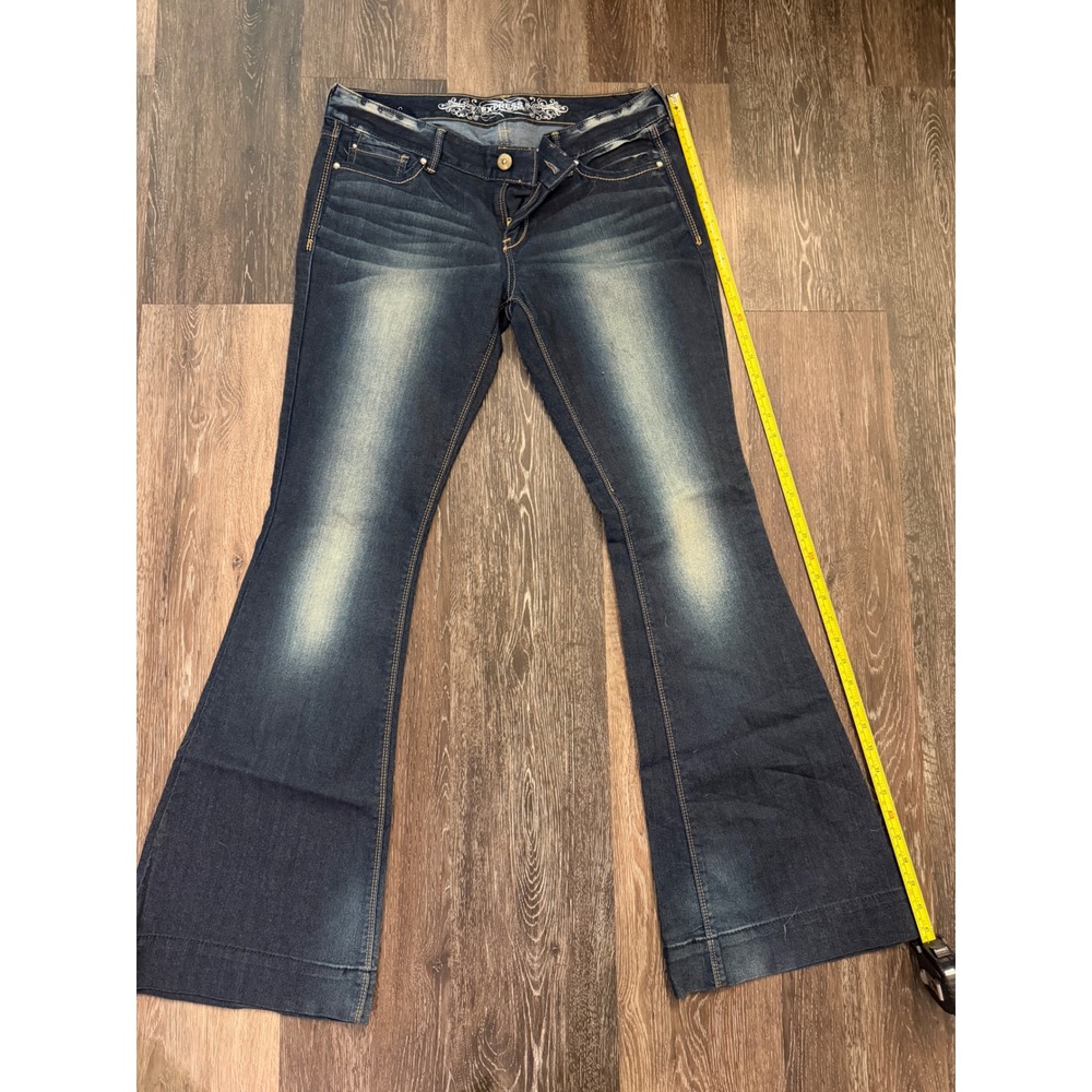 Express Stella Flare Jeans Womens 8 Dark Wash Low Rise Wide Leg Denim Y2K